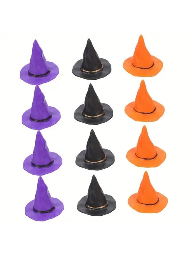 24pcs Mini Witch Hats Purple Black Orange Halloween Party Decorations - Image 1